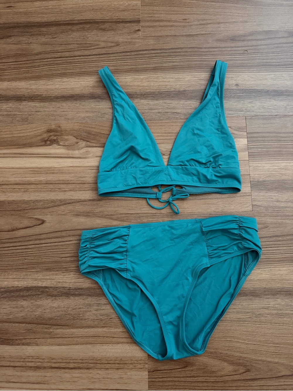 Skye Swimwear Teal V-Neck Tie Bikini Set